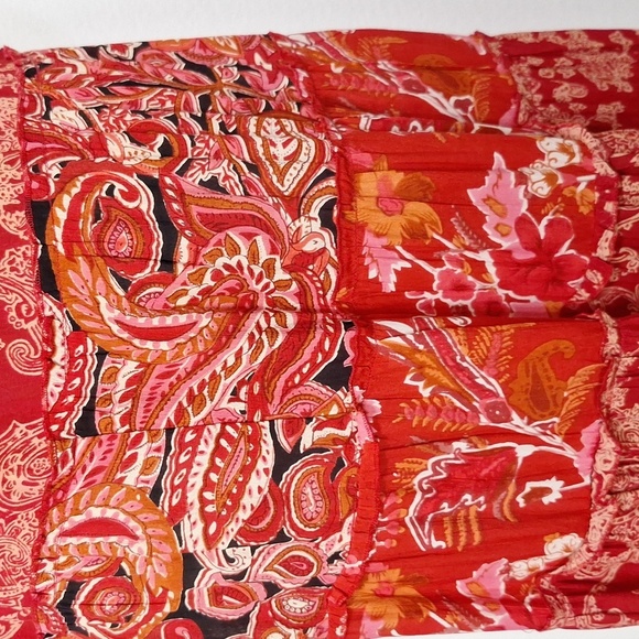 Coldwater Creek Red Multicolor Paisley Boho Bohemian Hippie Tiered Maxi Skirt SP - Picture 8 of 10